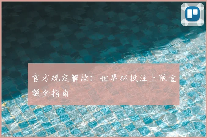 官方规定解读：世界杯投注上限金额全指南
