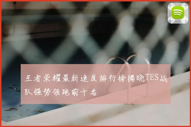 王者荣耀最新速度排行榜揭晓TES战队强势领跑前十名